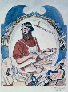 Der Zimmermann, 1918 von Boris Mikhailovich Kustodiev