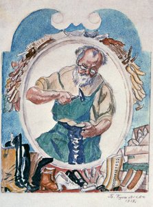 Der Schuster, 1918 von Boris Mikhailovich Kustodiev