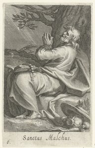 Heiliger Malchus von Chalcis als Einsiedler (Sanctus Malchus, Serie: Kluizenaars, Sacra eremvs ascetarvm)