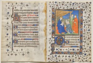 Bifolio aus einem Stundenbuch: Anbetung der Könige (recto) von Boucicaut Master