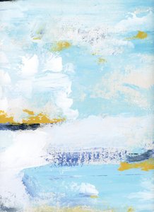 Gelassenes Blau-Gold-Abstrakt von Breanna Megan Studio