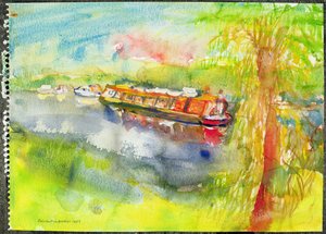 Schmales Boot auf dem Fluss Lea von Brenda Brin Booker
