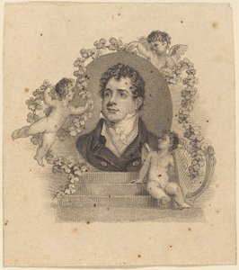 Porträt eines jungen Gentlemans, umgeben von Cupidos; Lord Byron? von British 19th Century