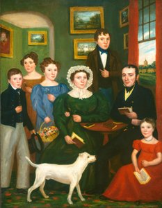 Porträt einer unbekannten Familie mit einem Terrier von British 19th Century
