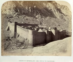Kloster St. Katherine mit Jebel Mūsā im Hintergrund, aus der Vermessung der Sinai-Halbinsel