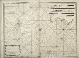 Eine Karte des Eingangs in den Kanal mit der Westküste von Cornwall und den Scilly-Inseln mit allen Tiefenangaben