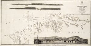 Schwarzes Meer Sewastopol Hafen aus der russischen Vermessung von 1836