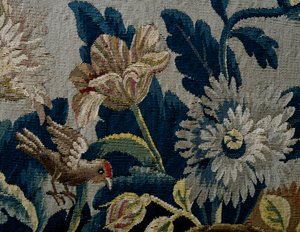 Blumenmuster, Detail der Polsterung eines Sofas im George I Stil, ca. 1725, Vereinigtes Königreich