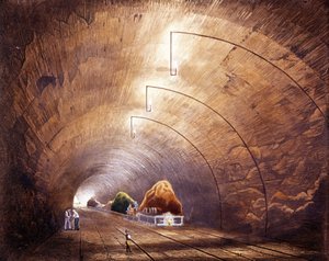 Industrielle Revolution: Eisenbahntunnel auf der Strecke Manchester - Liverpool. Platte aus „Liverpool and Manchester Railway“, London 1832. von British School