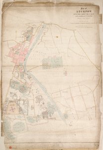 Plan von Lucknow, erstellt aus einer Vermessung von 1856, durch Leutnant Moorsom, 52. Leichte Infanterie. (Präsentiert von Kapitän Moorsom, C.E.), ca. 1856 von British School