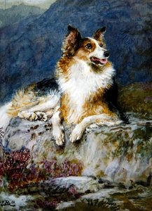 Collie in einer Landschaft von Briton Riviere