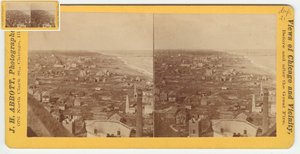 Stereofotografie des Blicks nach Norden vom Wasserturm nach dem Brand von Chicago 1871, 1871