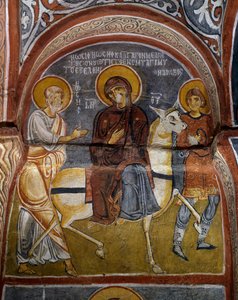 Flucht nach Ägypten, Byzantinisches Fresko (12. Jahrhundert), Karanlik Kilise (Dunkle Kirche) (12.-13. Jahrhundert), Göreme (Unesco-Welterbeliste) von Byzantine