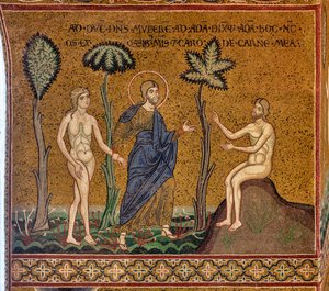 Gott stellt Eva Adam vor, byzantinisches Mosaik, XII-XIII Jahrhundert, an der Gegenfassade