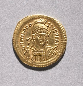 Solidus von Theodosius II. und Valentinian III. von Byzantine