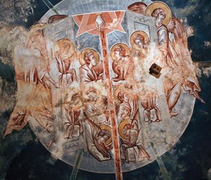 Die Engel - Malerei von Damiane (aktiv im 14. Jahrhundert) - 14. Jahrhundert - Fresko - St. Georgs Kloster, Ubisi (Georgien)