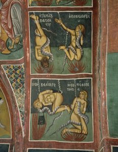 Die Verdammten: Der Wucherer und die sündige Nonne (oben), der abgefallene Priester und die schlechte Mutter (unten) von Byzantine