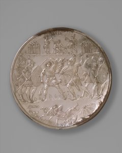 Teller mit der Schlacht von David und Goliath von Byzantine Byzantine