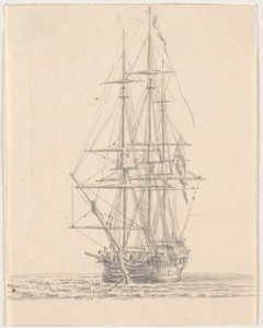 Marineschiff mit gerefften Segeln