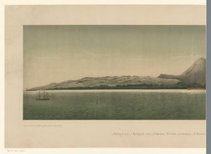 Blick auf die Küste von Groß-Atjeh, mit der Flotte der ersten Atjeh-Expedition vor der Küste von C.A. Whitten
