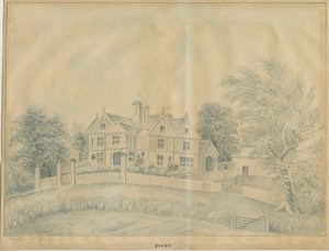 Eccleshall - Biana Hall (Blaue Waschzeichnung) von C.B Ash