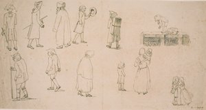 Verschiedene Figuren, darunter 2 Gruppen mit spielenden Kindern sowie Porträtmaler Hansen