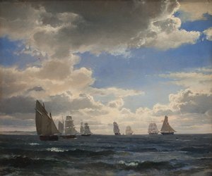 Segelschiffe im Sund südlich von Kronborg von C.F. Sørensen
