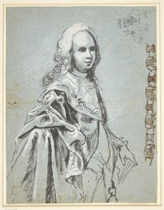 Studie zu einem Porträt, vermutlich von A. G. Moltke; rechts auf dem Blatt Studie zur Kette des Elefantenritterordens