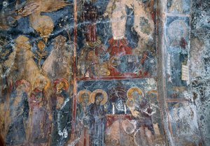 Fresko in der Kirche Metamorphosis Sotiros, Voutas, Kreta, Griechenland (Foto)