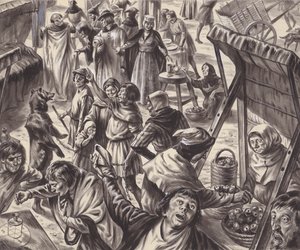 Händler auf einem mittelalterlichen Jahrmarkt von C.L. Doughty