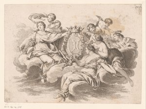 Allegorische Darstellung mit Figuren auf einer Wolke