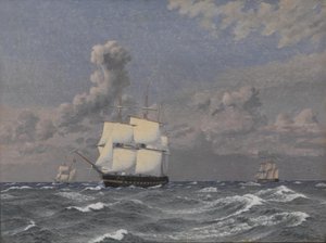 Eine Fregatte und einige andere Schiffe auf Kreuzfahrt