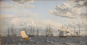 Eine russische Flotte vor Anker nahe Helsingör