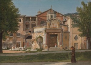 Ein Abschnitt der Via Sacra, Rom Die Kirche der Heiligen Cosmas und Damian, ca. 1814-15 von Christoffer Wilhelm Eckersberg
