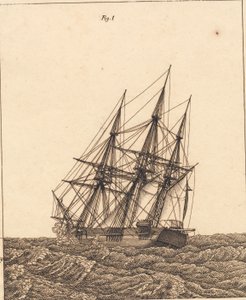 Eine Korvette im Sturm. Illustration zu "Linearperspectiven", Tafel X