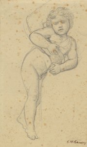 Ein nackter Junge stützt sich gegen das Knie seiner Mutter von Christoffer Wilhelm Eckersberg