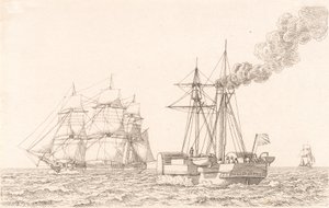Raddampfer und Segelschiff