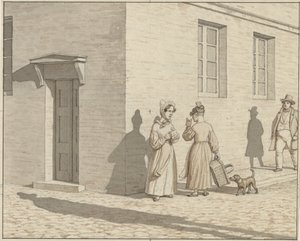 Linearperspektive in der Malerei angewendet - Tafel VII, 1 - Begegnung an einer Straßenecke von Christoffer Wilhelm Eckersberg