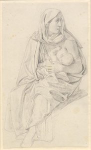 Moses teilt die Wasser und die Armee des Pharao wird verschlungen - Studie für eine israelitische Mutter und ihr Kind von Christoffer Wilhelm Eckersberg