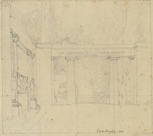 Teil des Gartens der Villa Borghese mit Porta Ægiziana, Rom von Christoffer Wilhelm Eckersberg