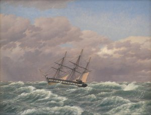 Die Korvette "Galathea" in einem Sturm in der Nordsee