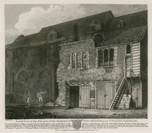 Südansicht des Palastes der Bischöfe von Winchester, nahe St. Saviour
