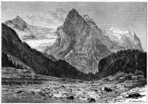 Das Wellhorn und der Rosenlaui-Gletscher, Schweiz, 19. Jahrhundert