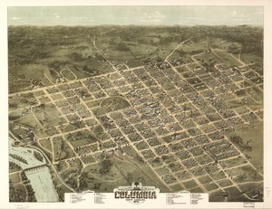 Vogelperspektive der Stadt Columbia, South Carolina 1872 von C. N. Drie
