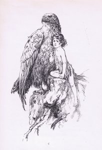 Das Dienstmädchen und der Adler, aus Das Kind der Luft, veröffentlicht von Duckworth von C. Wilhelm