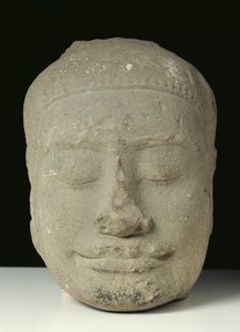 Buddhakopf mit geschlossenen Augen, Angkor von Cambodian School