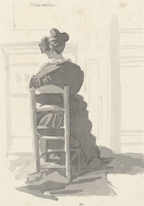 Auf einem Stuhl sitzende Dame, von hinten gesehen von Camille Chenou Levesque