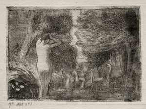 Badende und Gänse, 1895