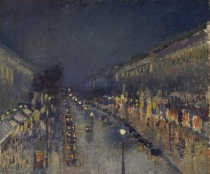 Der Boulevard Montmartre bei Nacht von Camille Jacob Pissarro