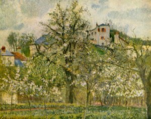 Küchengarten mit blühenden Obstbäumen, 1877, 1939